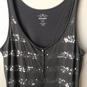 Gray Sequin Striped Old Navy Tank Top